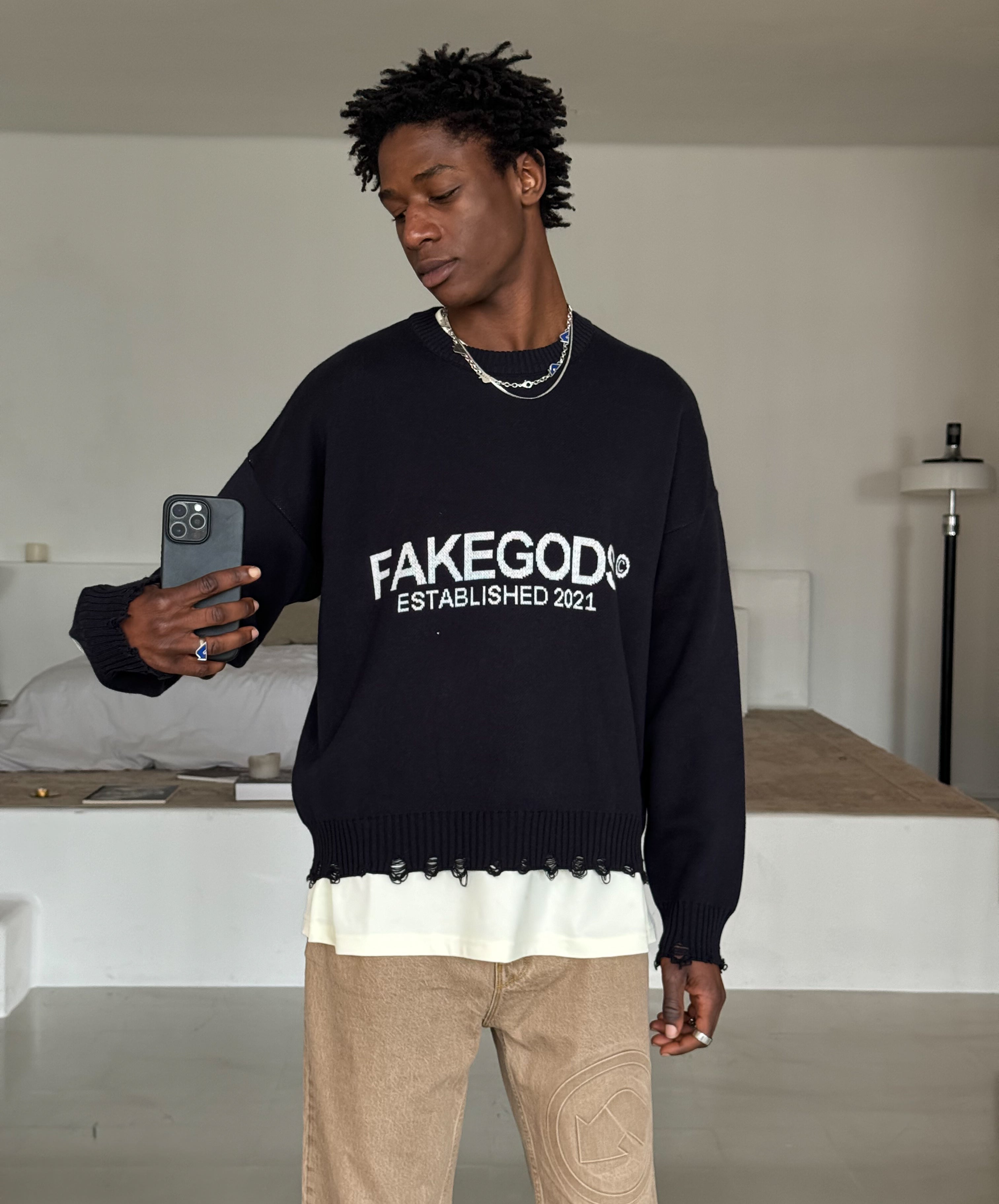 Big Stage Knitted Sweater Navy
