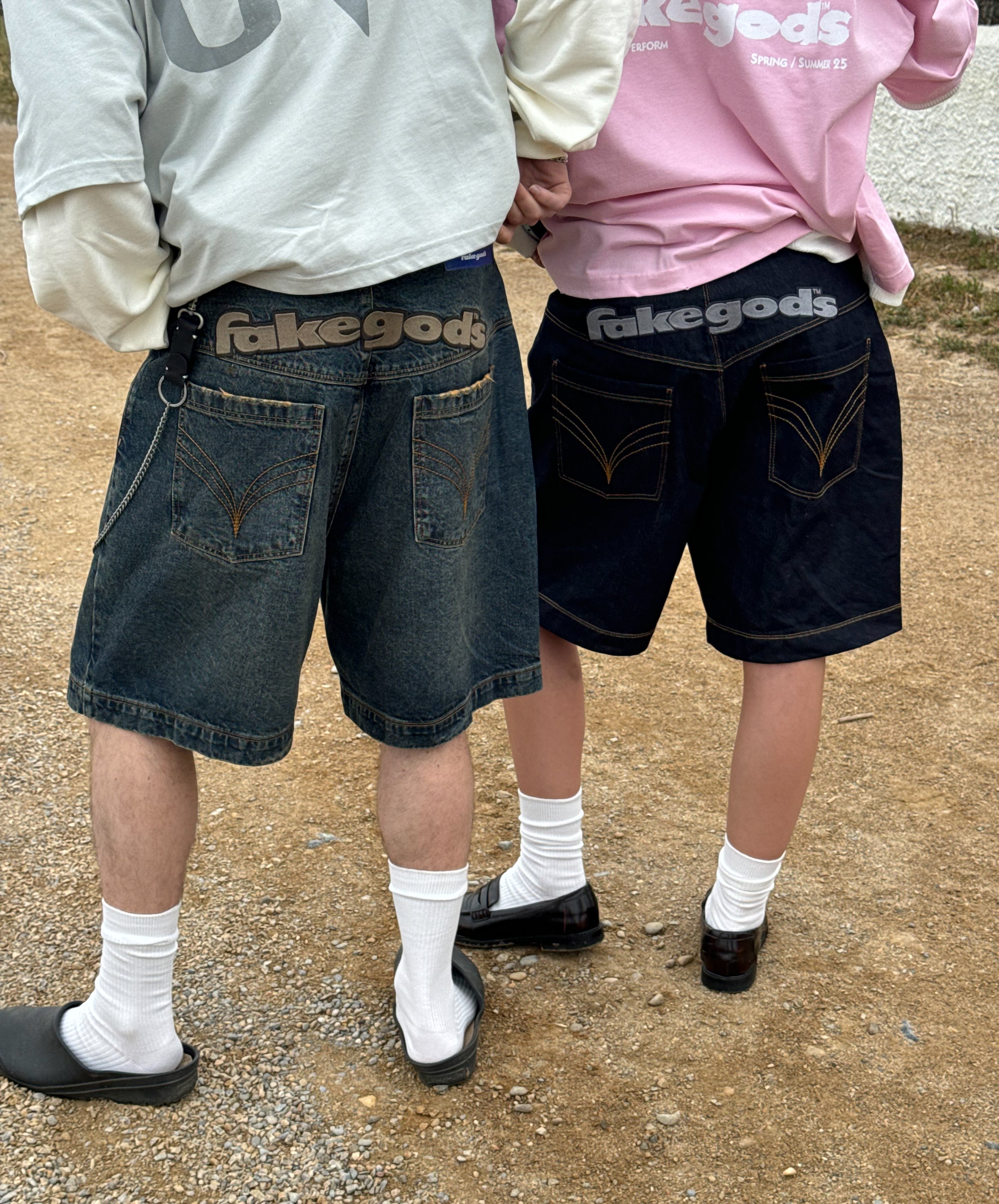 Fakegods Denim Shorts Blue