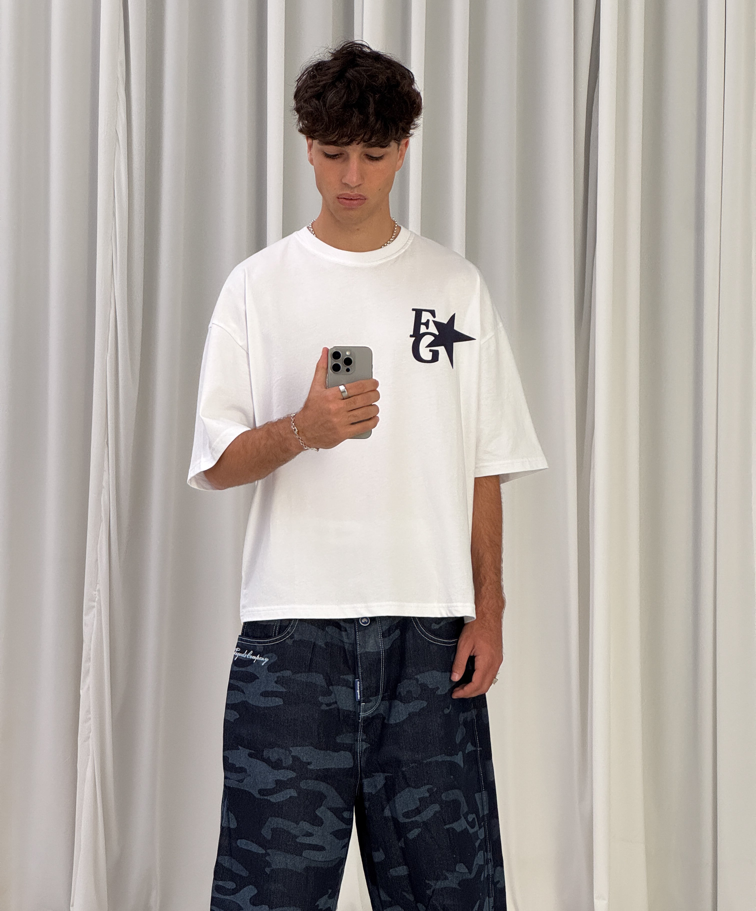 Star Boxy Tee White