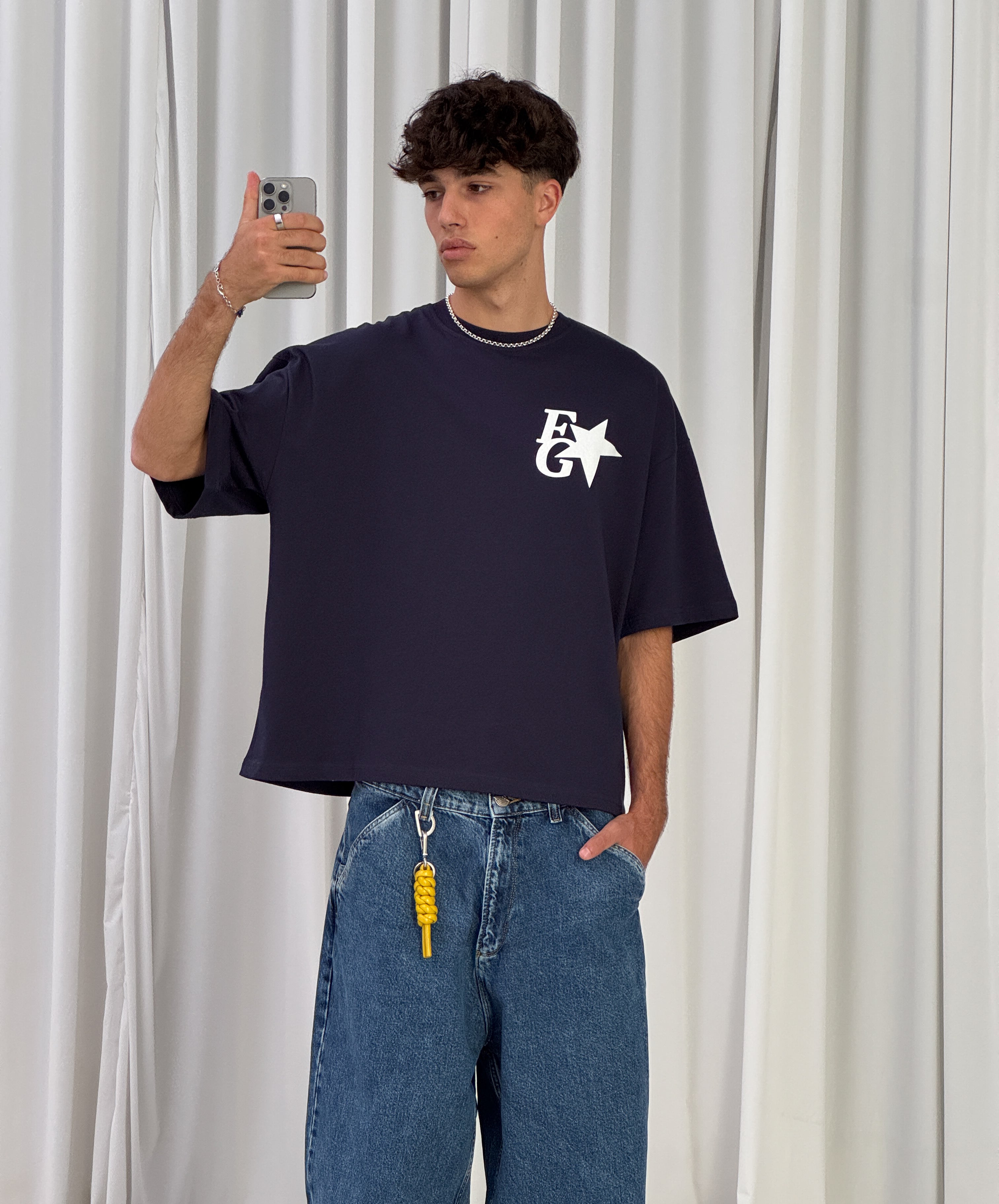 Star Boxy Tee Navy