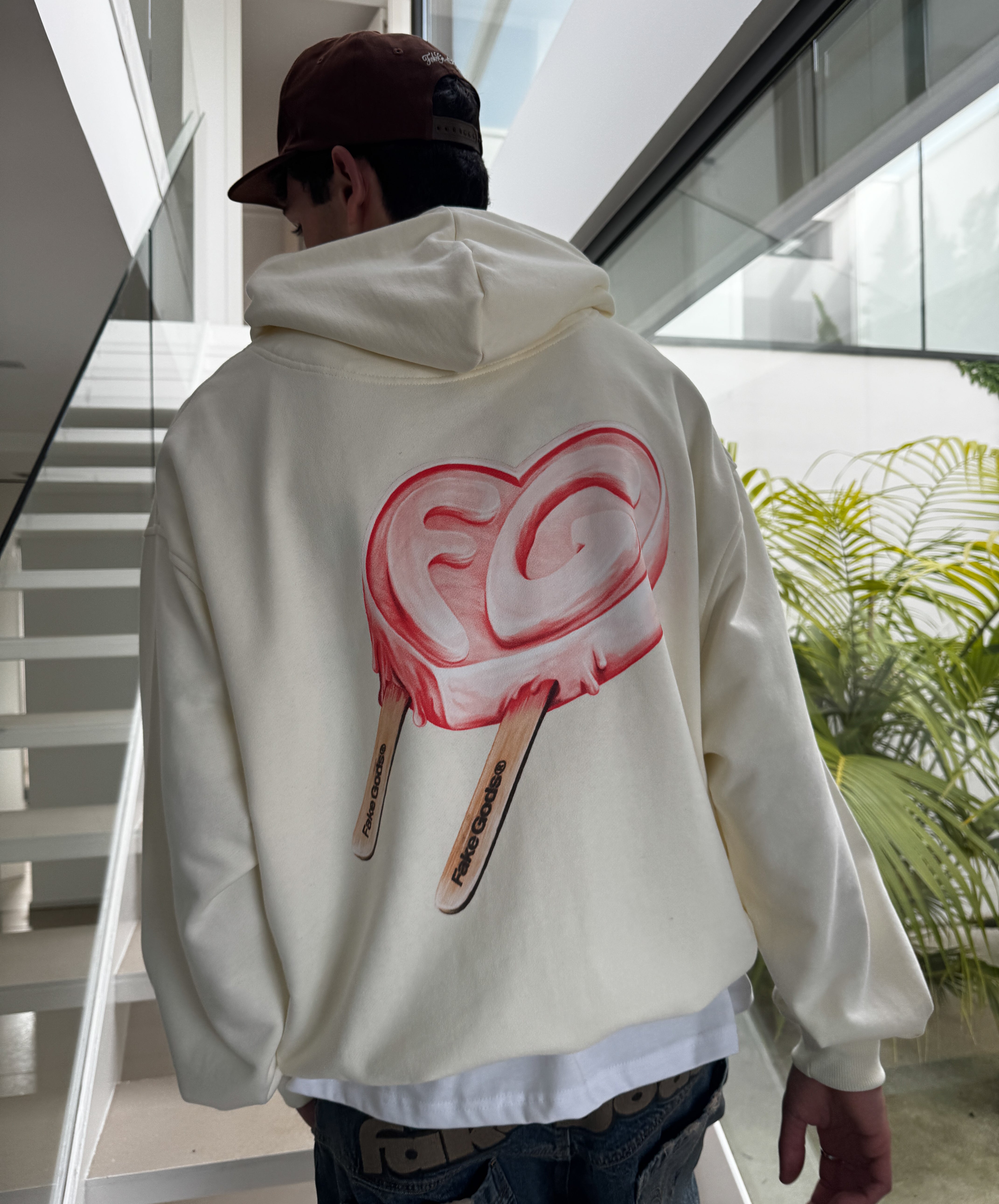Iced Heart Hoodie Cream