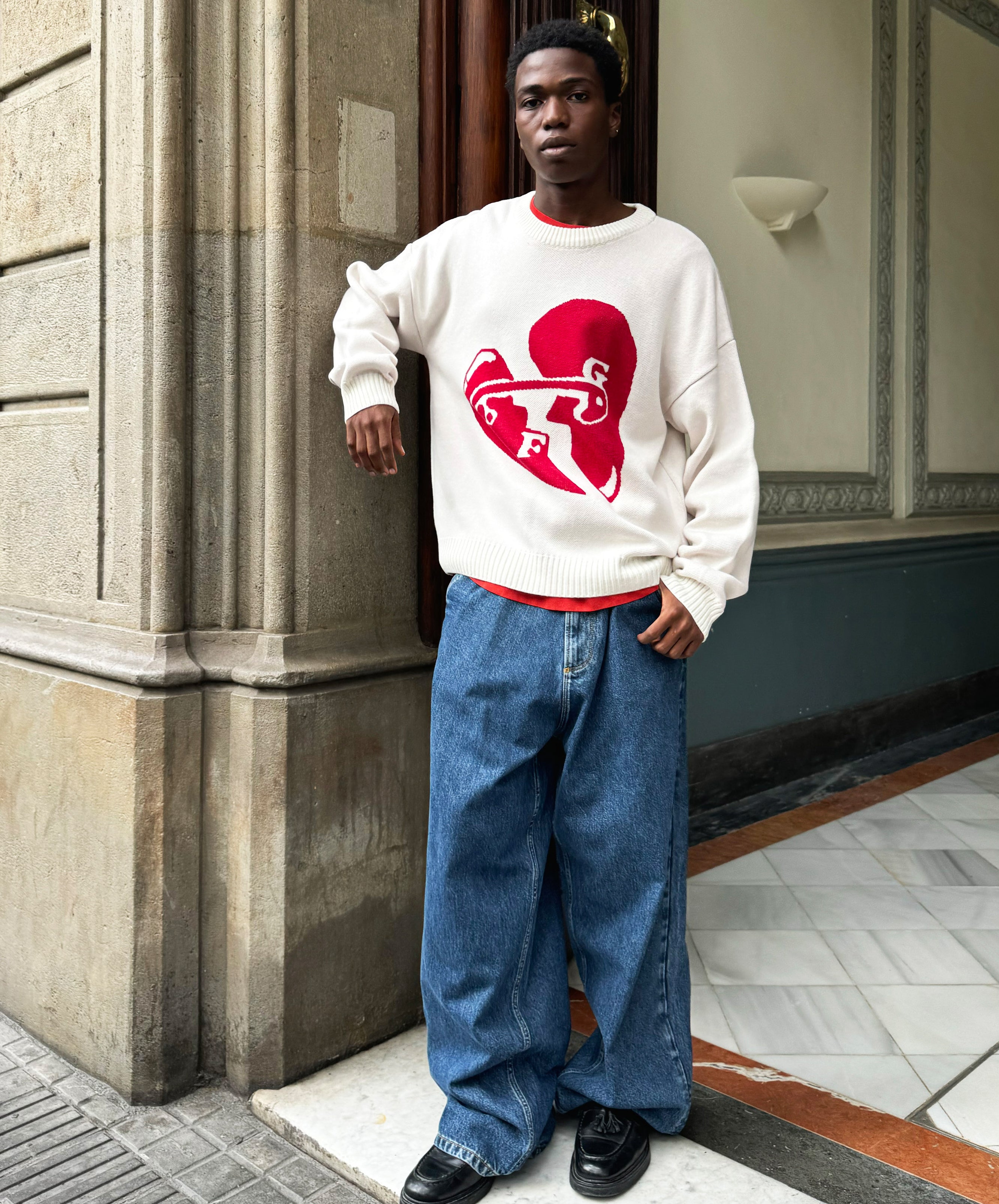 Valentine'S Knitted Sweater Cream