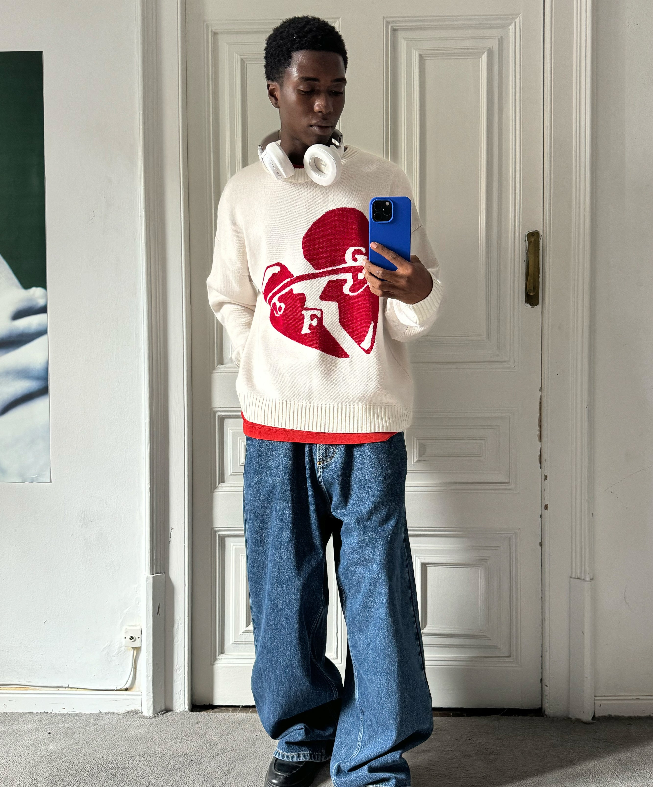 Valentine'S Knitted Sweater Cream