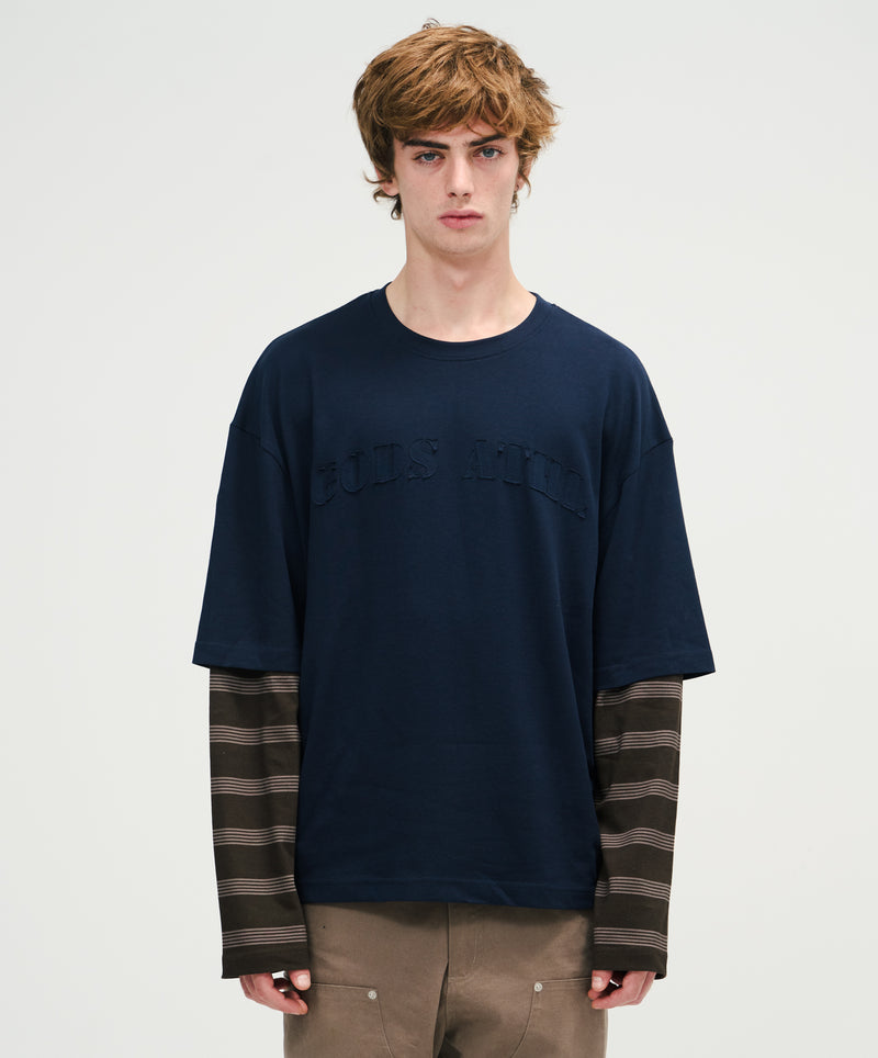 Stripes Double Sleeve Athl Navy