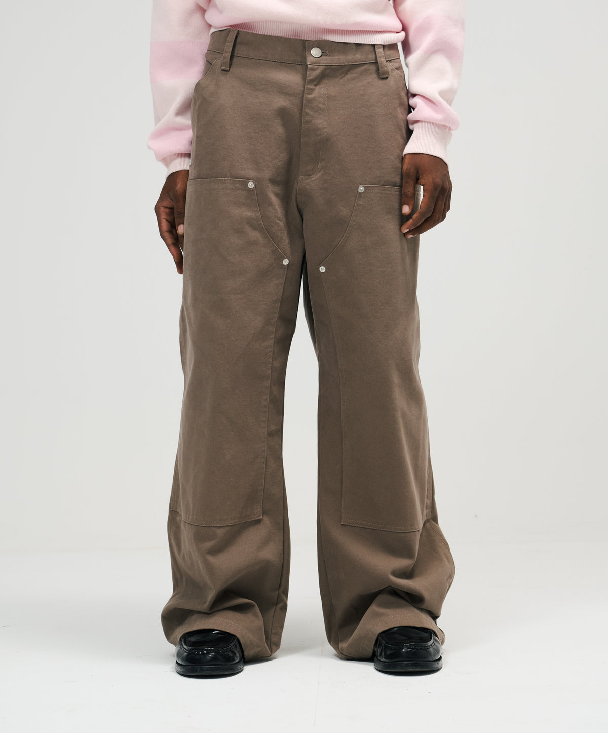 Double Knee Washed Pants Brown