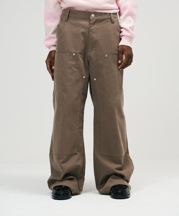 Double Knee Washed Pants Brown