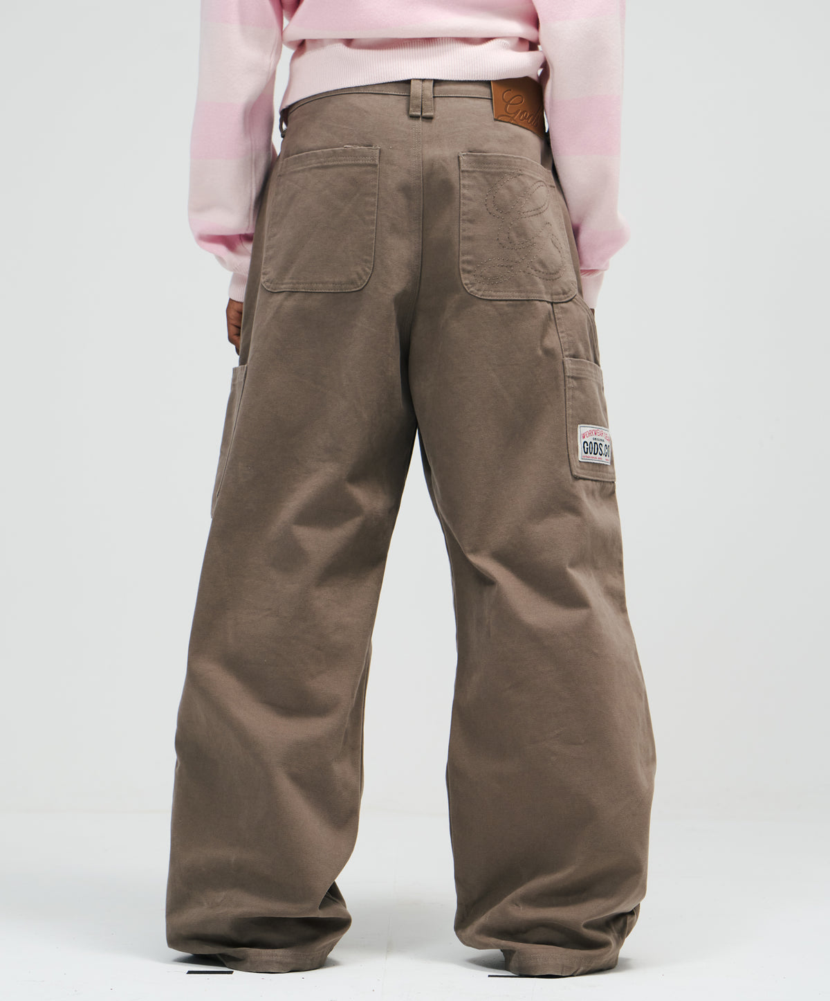 Double Knee Washed Pants Brown