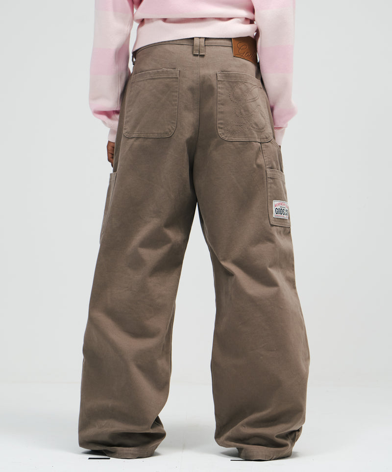 Double Knee Washed Pants Brown
