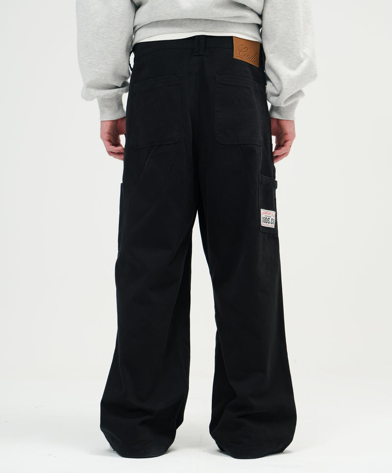 Double Knee Washed Pants Black