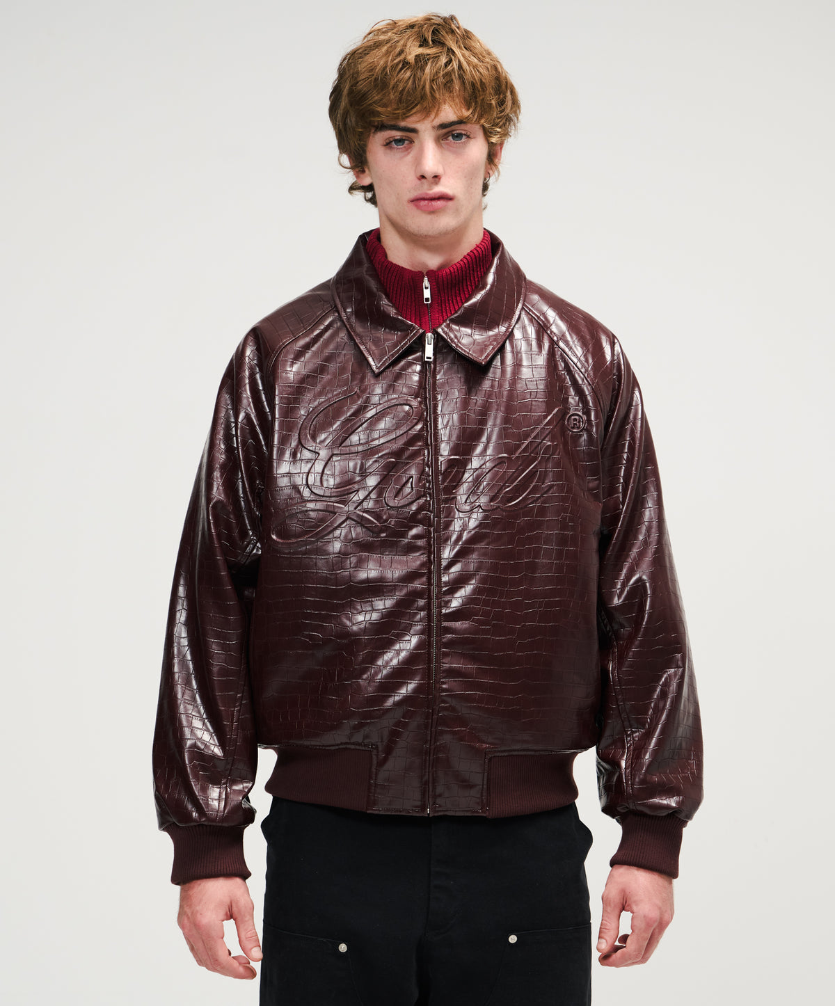Vegan Leather Jacket Crocodile