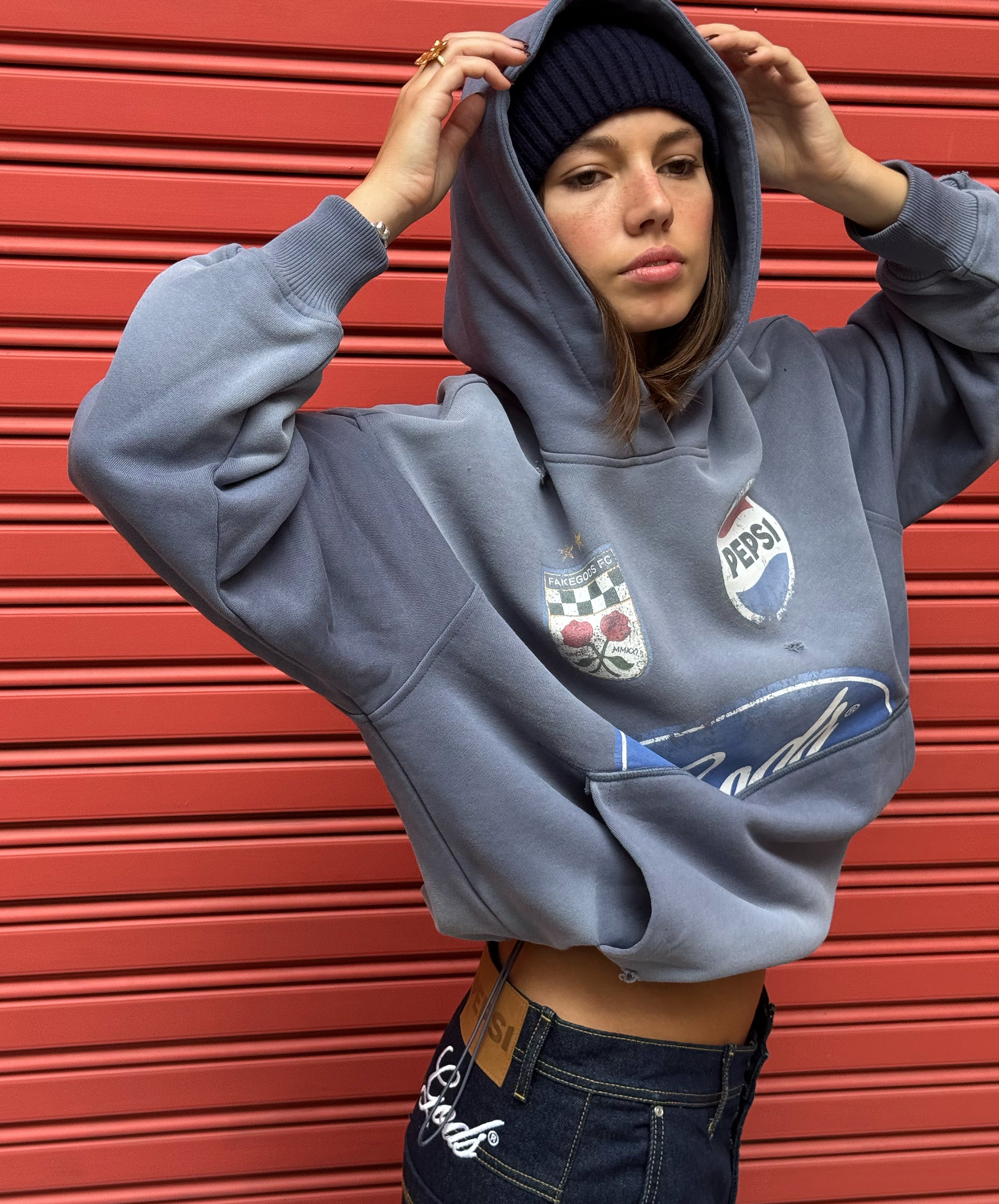 Pitstop Cropped Hoodie Grey