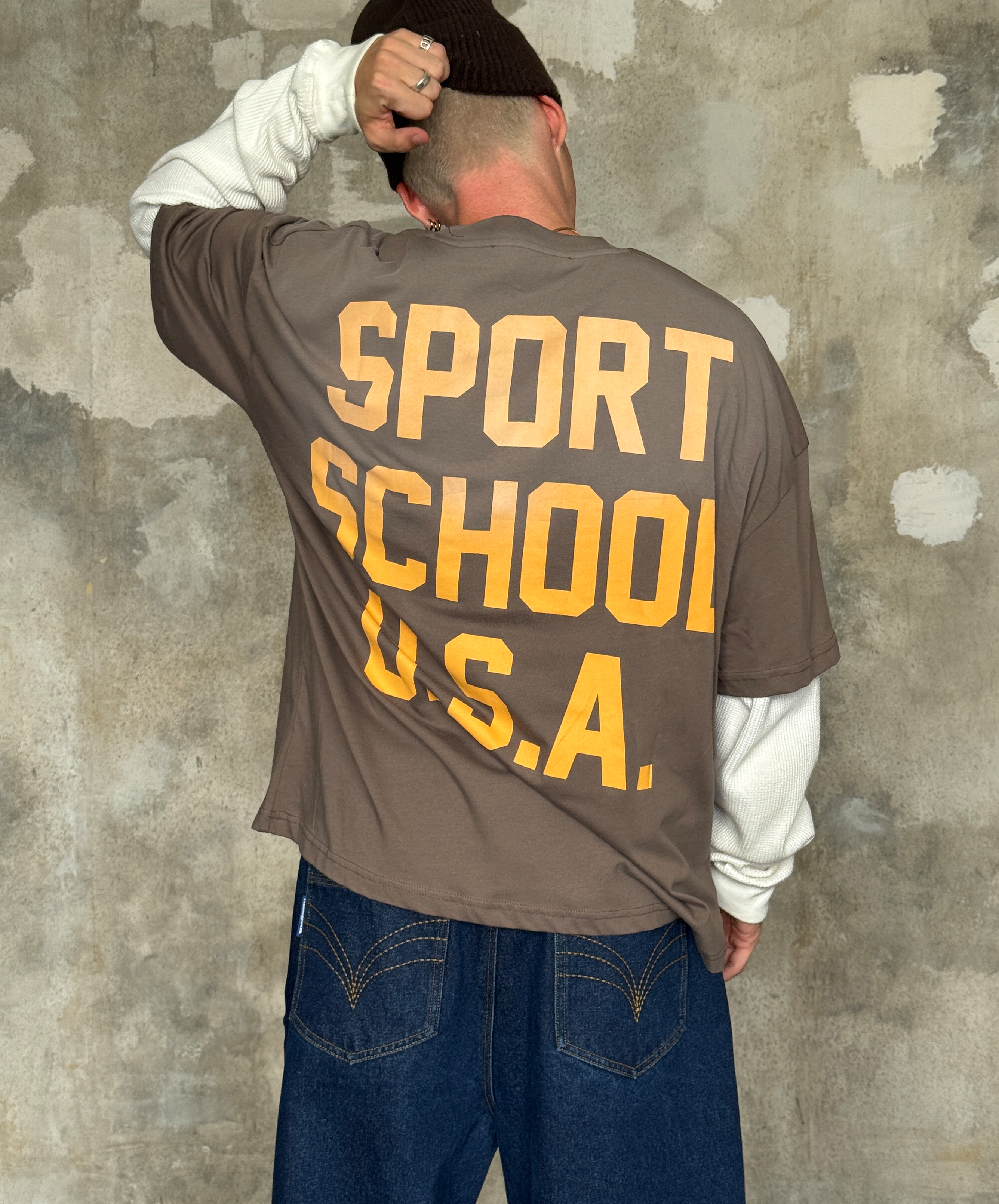 Sports School Usa Boxy Tee Brown