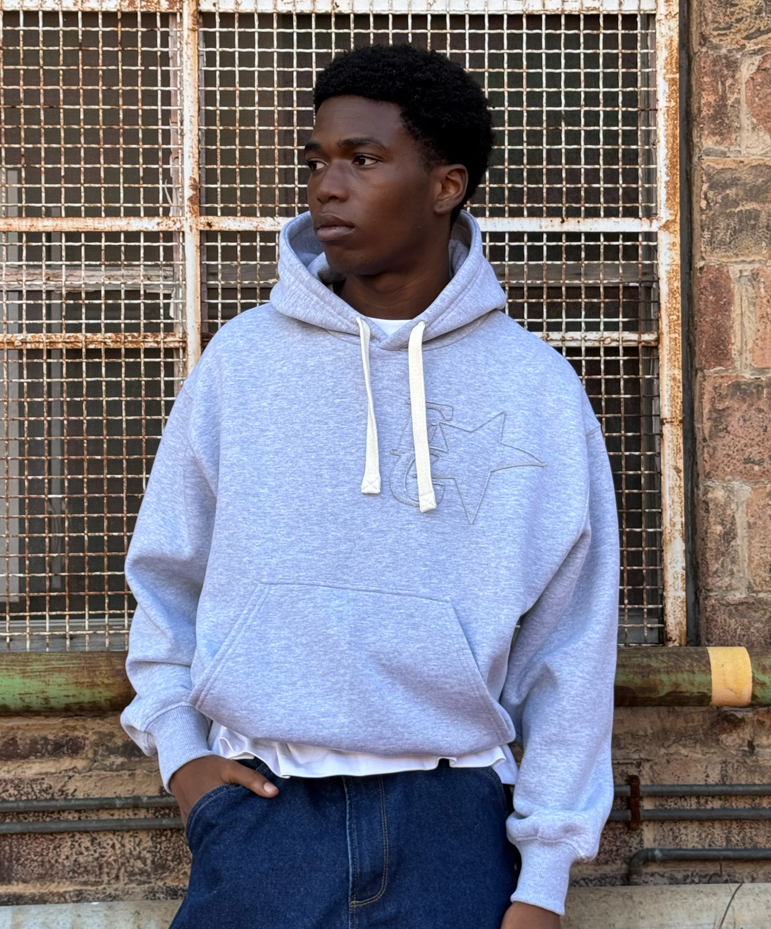 Star Hoodie Grey Melange