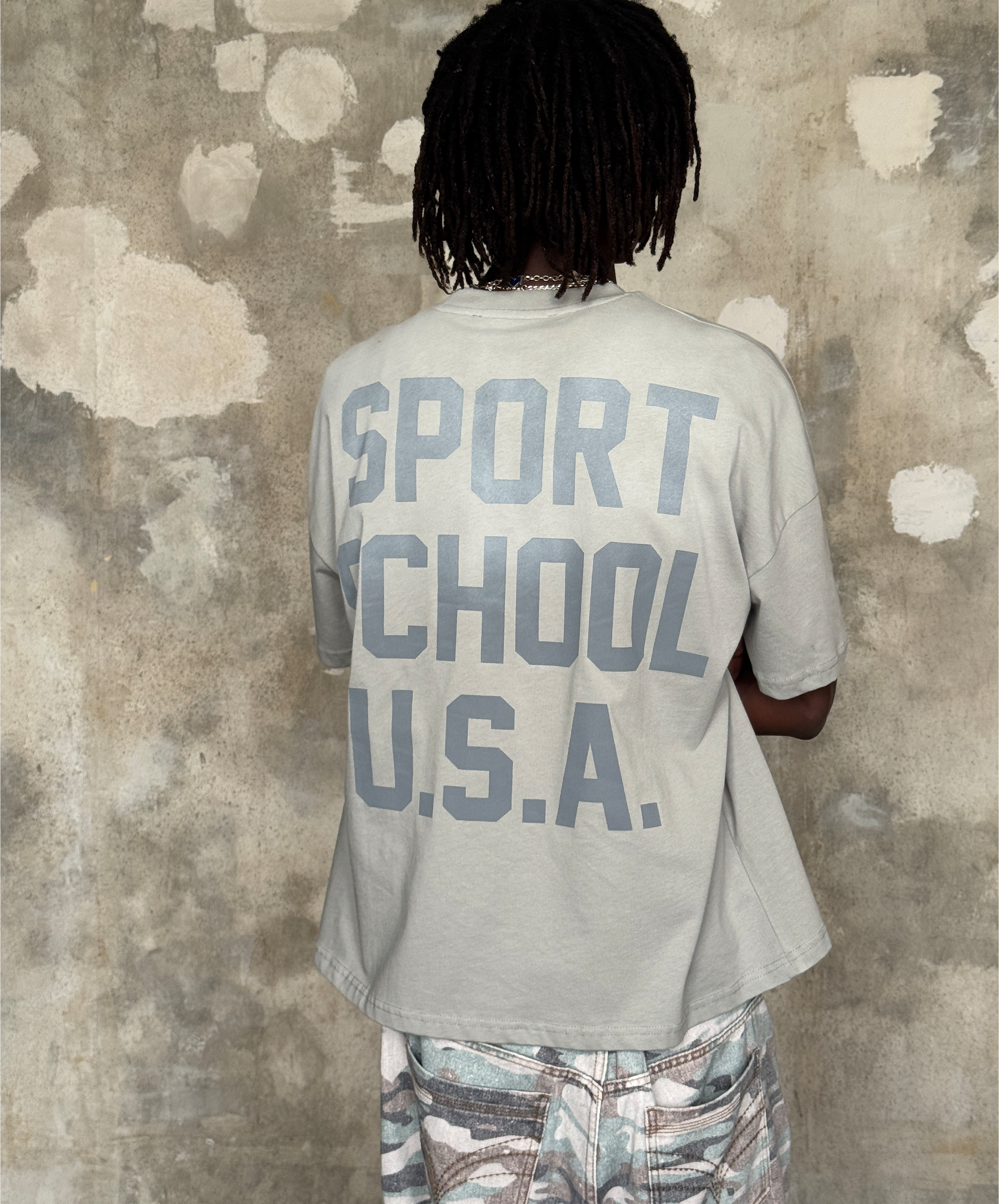 Sports School Usa Boxy Tee Grey
