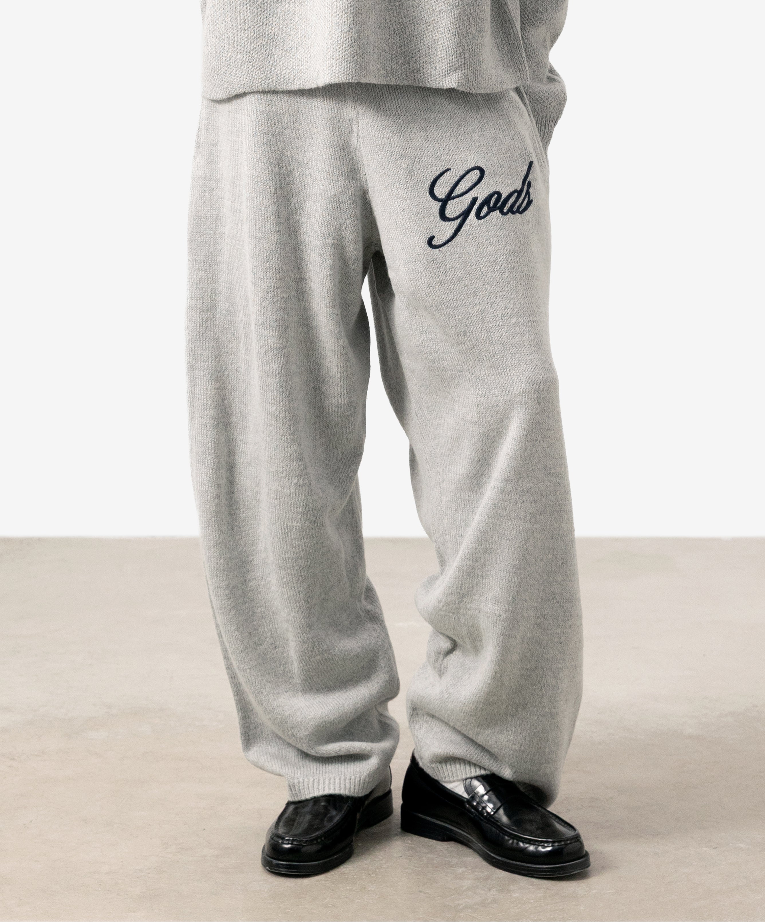 Handwritten Knitted Joggers Light Grey