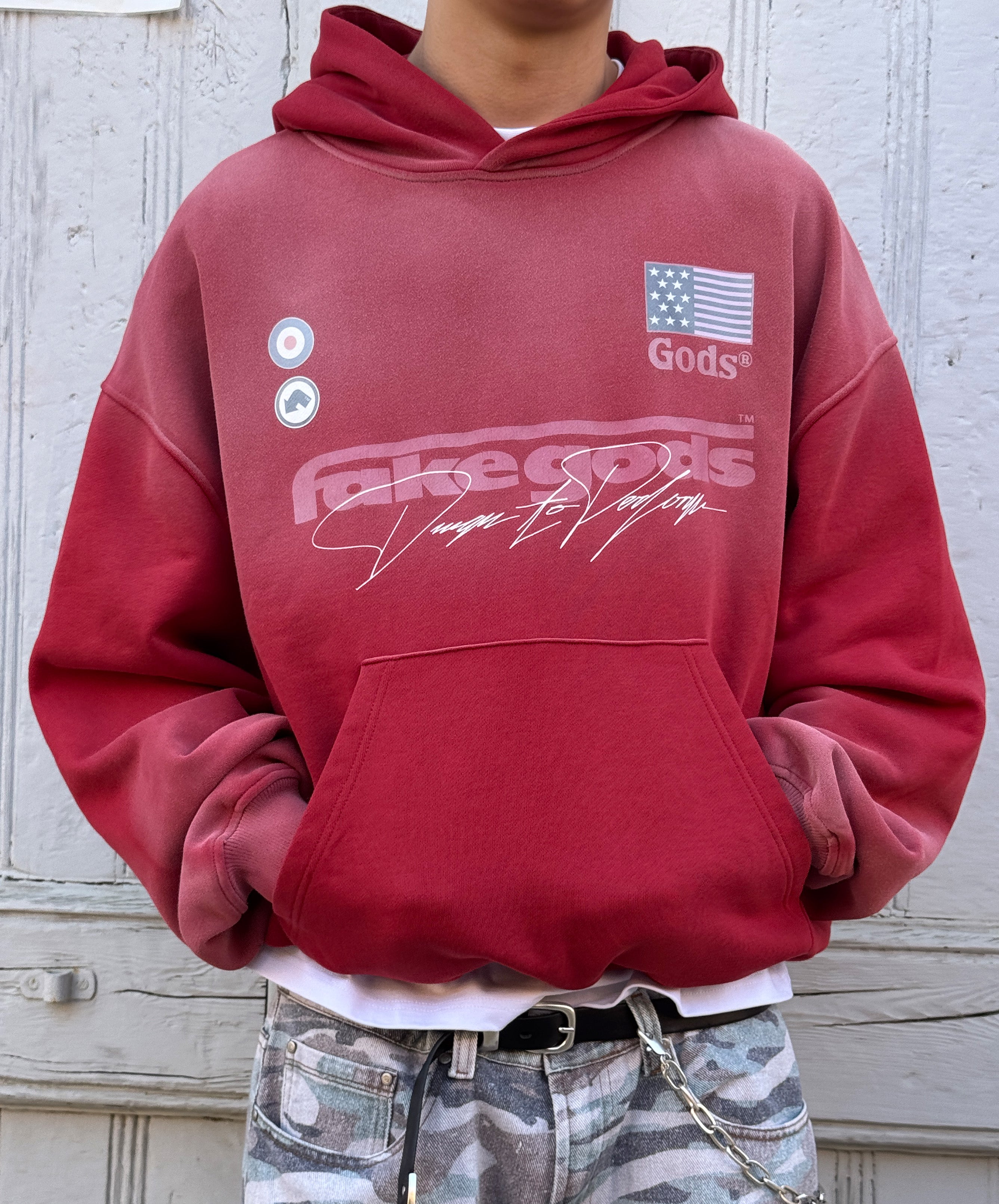 Signature Washed Hoodie Red