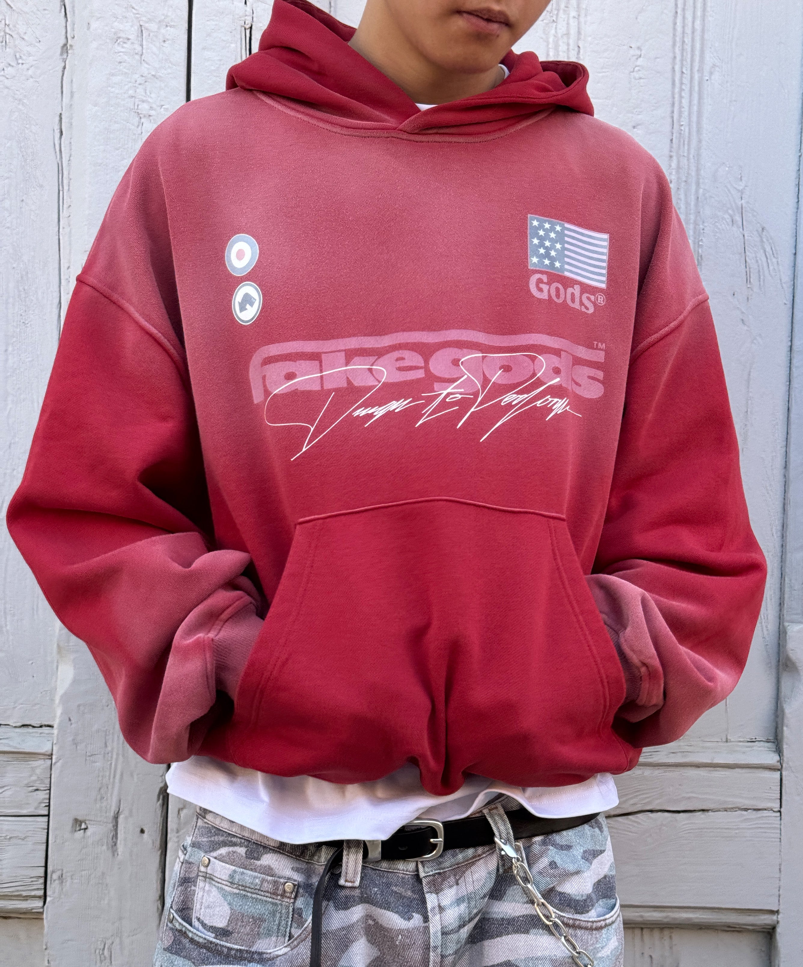 Signature Washed Hoodie Red