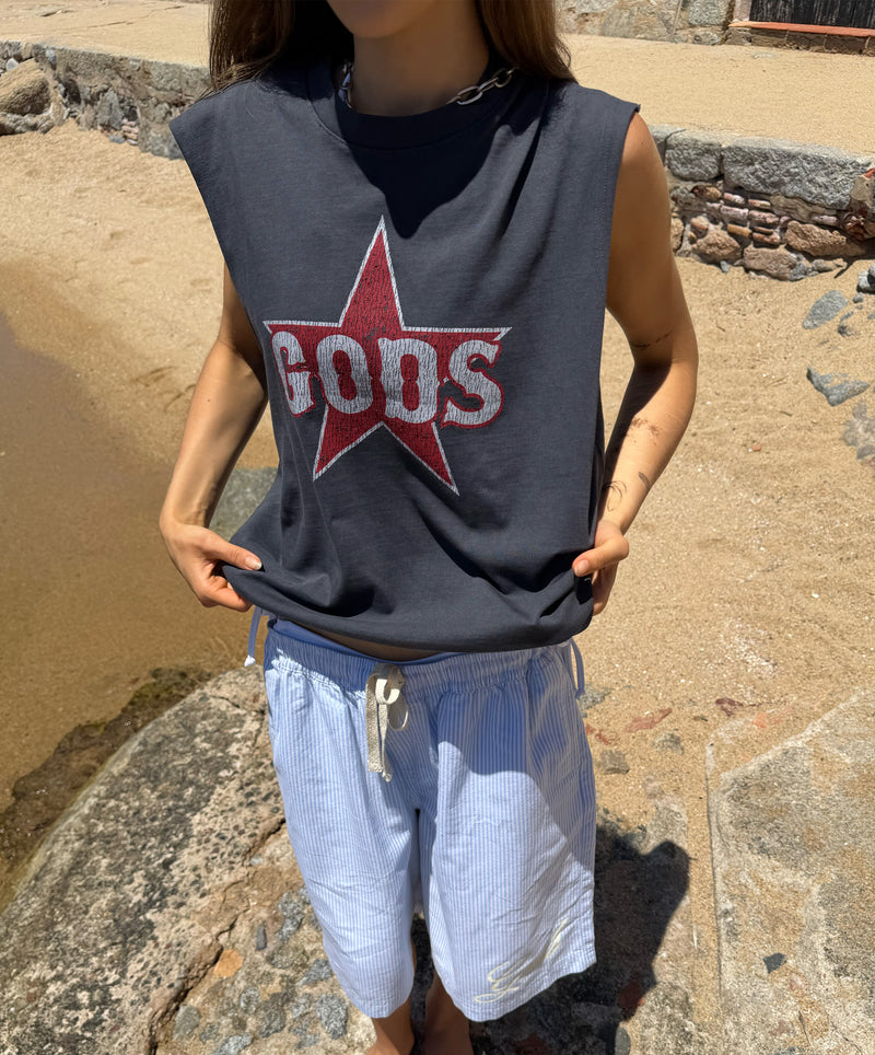 Star Sleeveless Tee Dark Grey