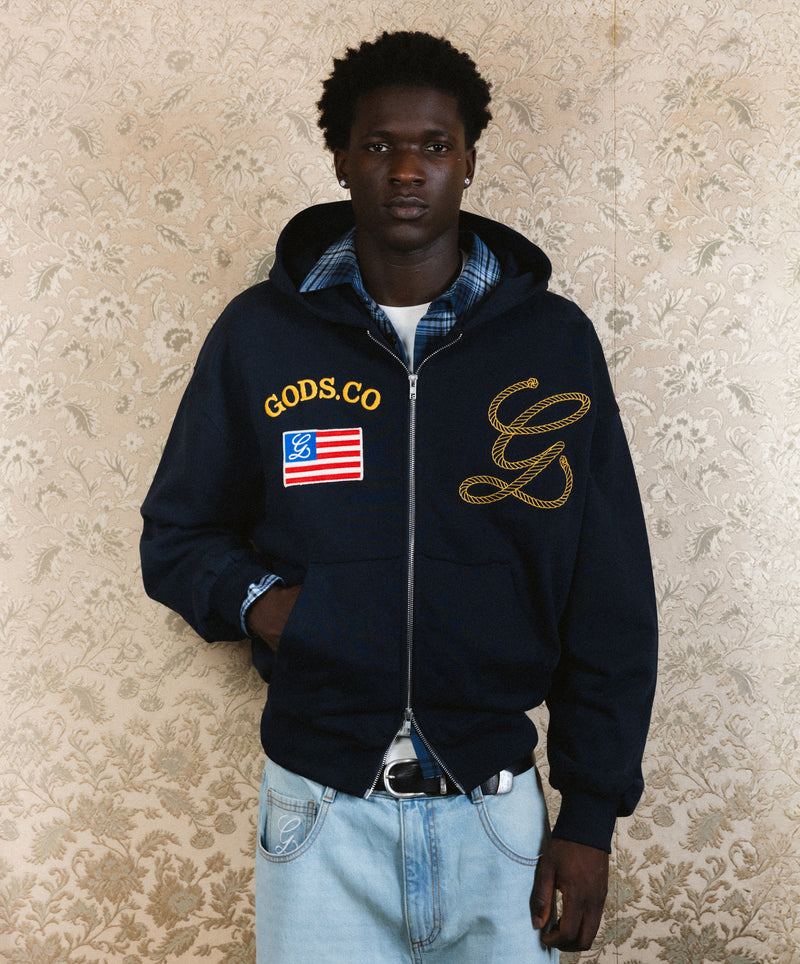 Flag Zipper Navy