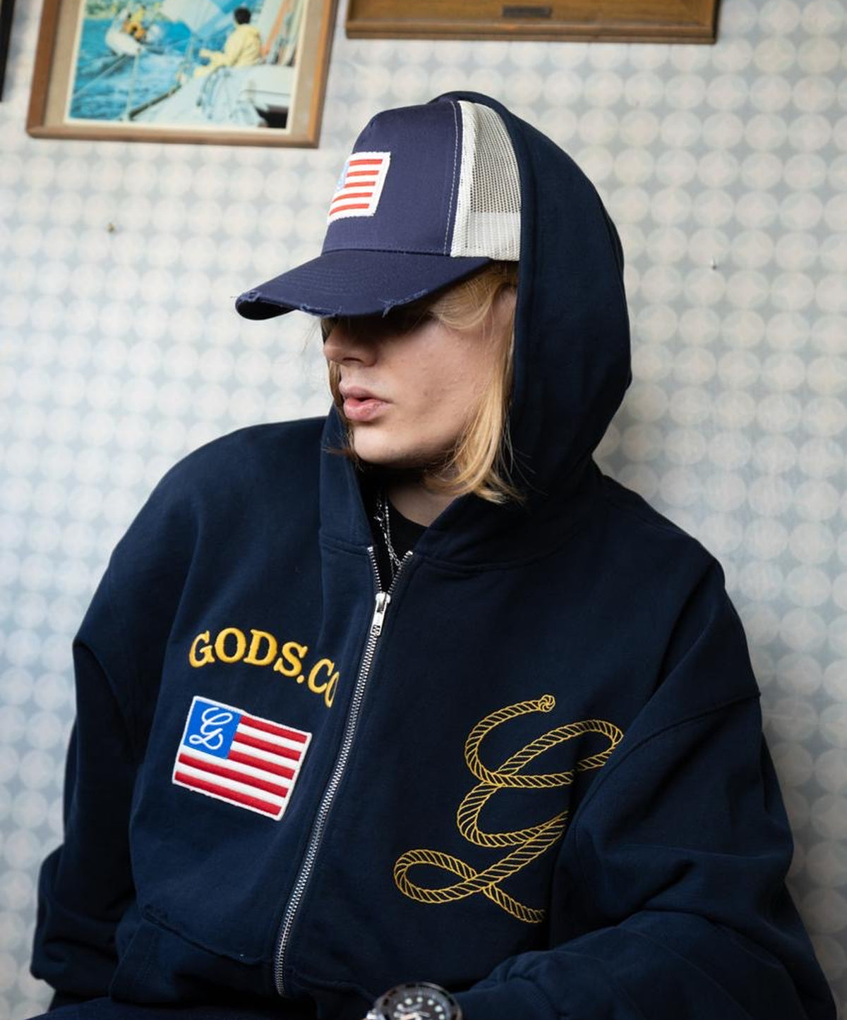 Flag Zipper Navy