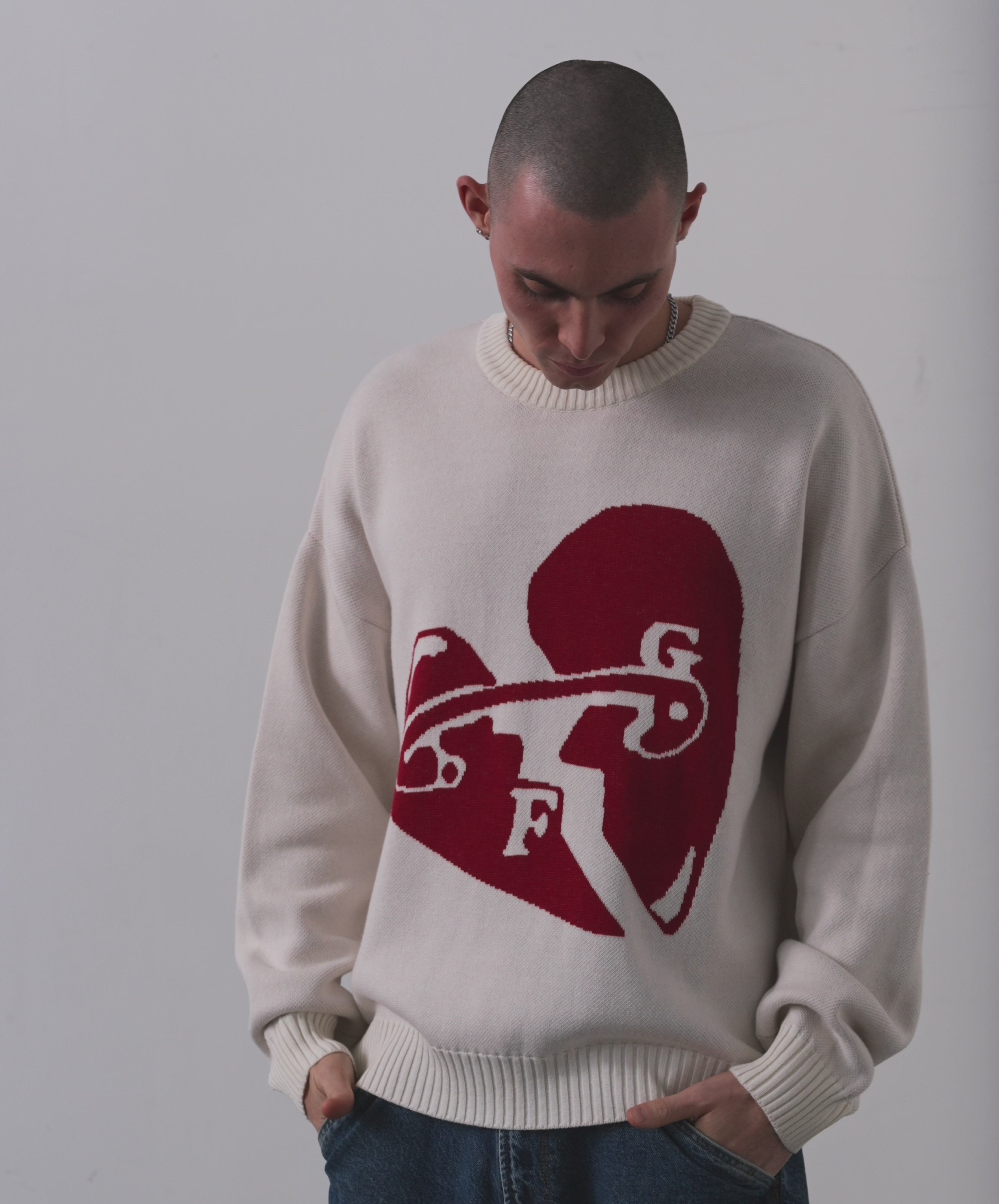 Valentine'S Knitted Sweater Cream