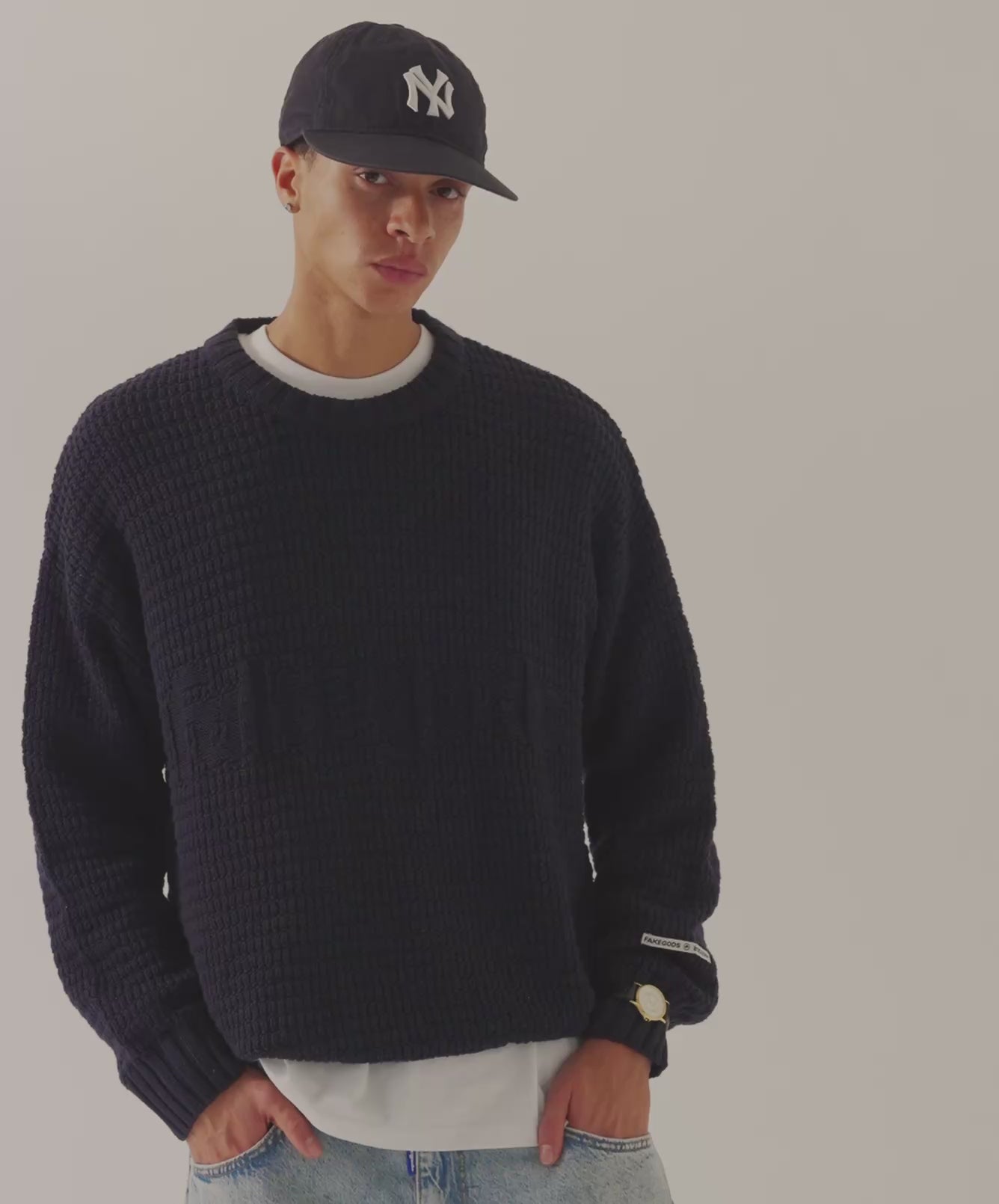 Checkpoint Knitted Sweater Navy
